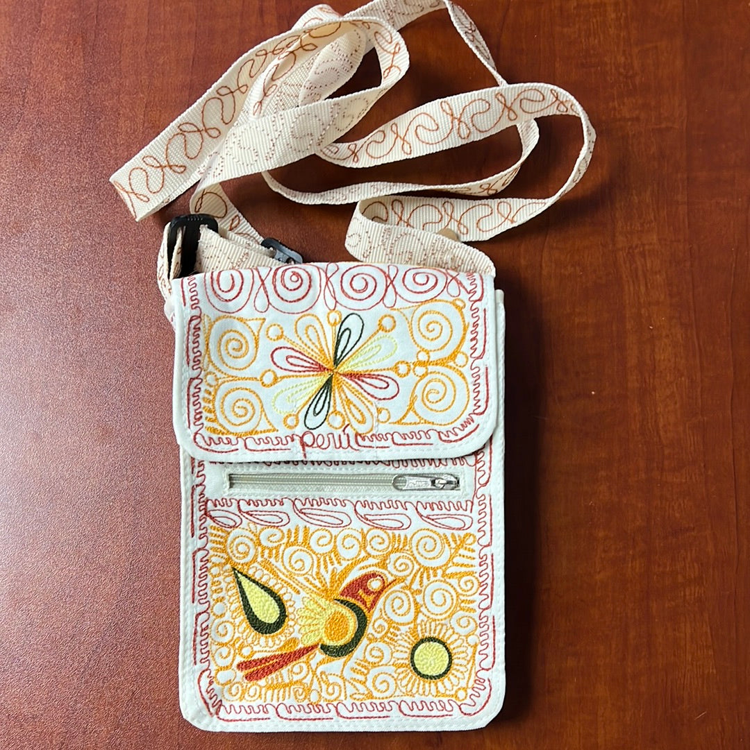 Peruvian Embroidered Passport Wallet Crossbody Bag