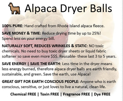 All Natural 100% Alpaca Dryer Balls - Set of 3